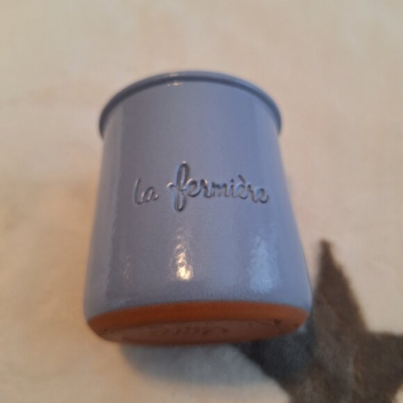 Cermer La Fermiere Yogurt Cup Pot Glazed Terra Cotta Lavender Periwinkle‎ Blue - Picture 2 of 6
